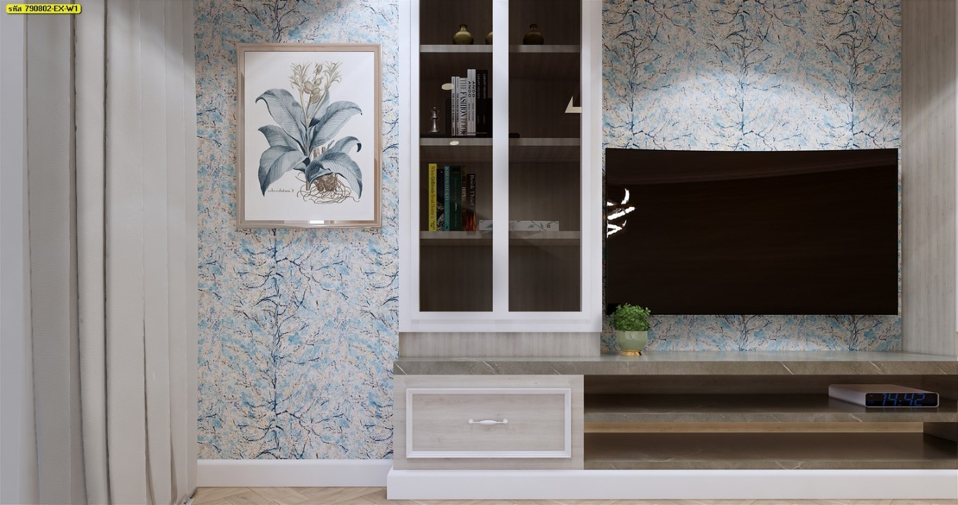 wallpaper ใบไม้ ขนสัตว์  ม้วนปกติ 1 ม้วน 5 ตารางเมตร กว้าง 53 cm ยาว 10 m  idm