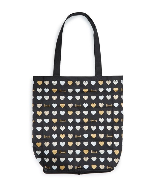 ถุงจ่ายตลาด Harrods รุ่น  Glitter Hearts Foldaway Shopping Bag ****พร้อมส่ง
