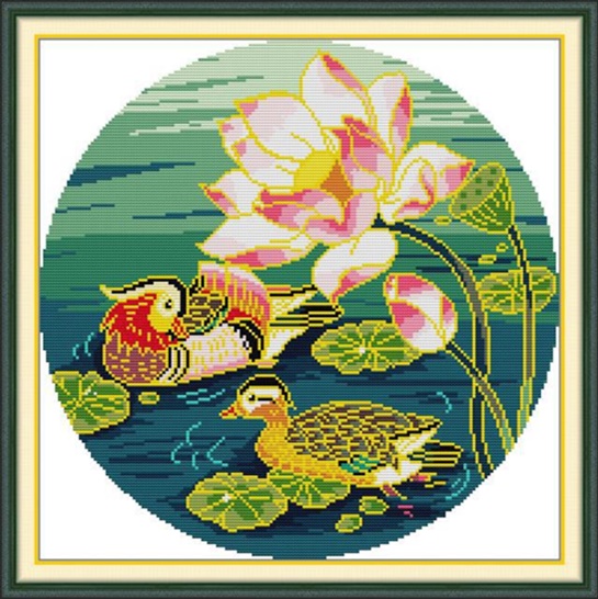 Mandarin and lotus (ไม่พิมพ์/พิมพ์ลาย)