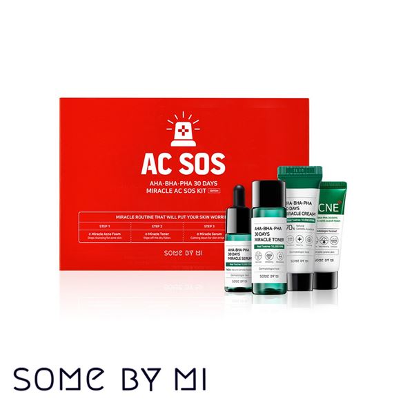 *พร้อมส่ง*Some By Mi AHA-PHA-BHA 30Days Miracle AC SOS Kit ผิวอยู่ในสภาวะฉุกเฉินกู้ผิวด้วยเซ็ทผลิตภัณฑ์ 4 ชิ้น จากซัมบายมีเซ็ทหน้าใสไร้สิวครบสูตร รวมทุกไอเท็มปราบสิว รอยสิว ให้อยู่หมัด เซ็ทSOME BY MIที่รวมไปด้วยไอเท็มฮิตในรูปแบบไซส์เล็ก ใช้ง่าย ครบทุกไอเท