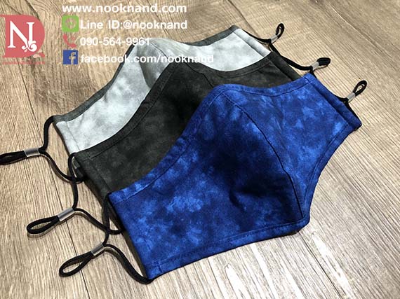 หน้ากากอนามัยทรง3D ผ้าคอตตอนนอกอเมริกาแบรนด์ MODA FABRIC ลายMable เท่ห์ กรอง3ชั้นซับในมัสลิน