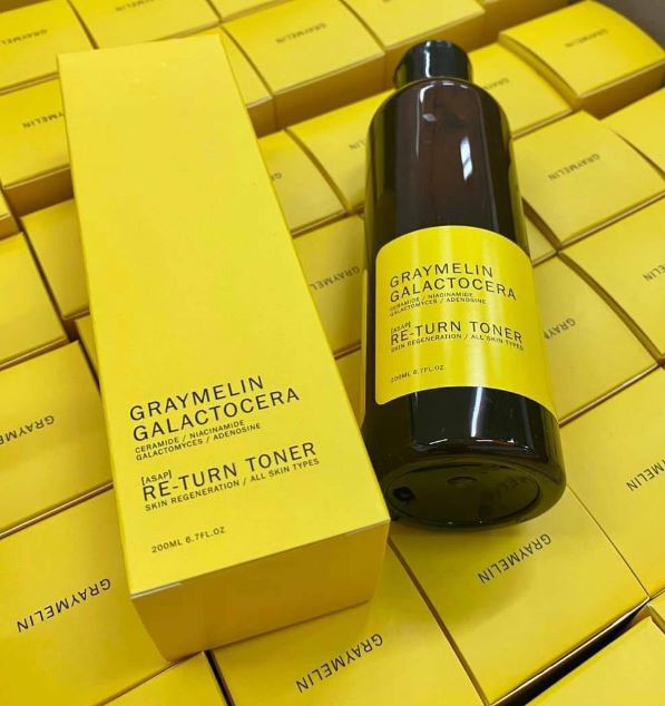 **พร้อมส่ง**Graymelin Galactocera Re-Turn Toner 200 ml. โทนเนอร์เข้มข้นที่ช่วยฟื้นฟูผิวให้กระจ่างใส ลดรอยฝ้า กระ จุดด่างดำดูจางลง ฟื้นฟูผิวให้แข็งแรง ช่วยให้ผิวชุ่มชื่น เนียนใส จุดด่างดำ ฝ้า กระ ลดลง ลดรอยสิวและรอยแดงต่าง ๆ