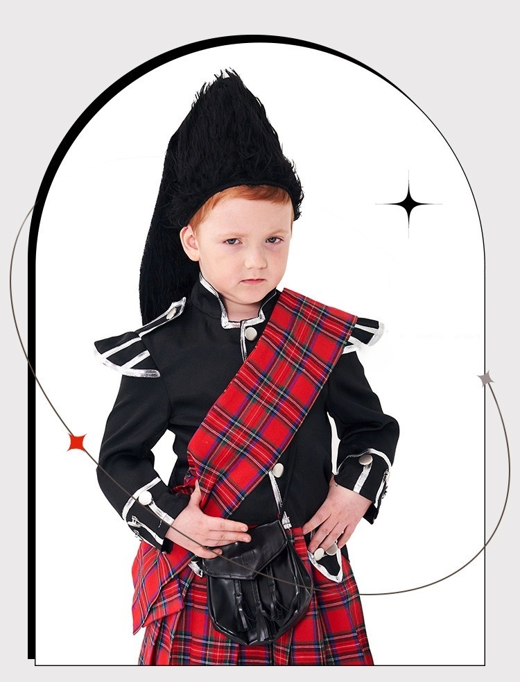 7C48 ชุดสก็อตแลนด์เด็ก ชุดคิลต์ลายสก็อต ชุดแฟนซีเด็ก งานแสดง วันนานาชาติ Children Scottish Highland Costume