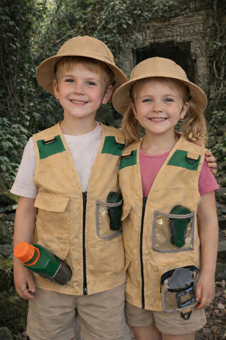 7C399 ชุดเด็ก ชุดซาฟารี นักผจญภัย นักสำรวจ นักโบราณคดี ชุดเดินป่า Children Safari Explorer Jungle Adventure Archaeologist Costume