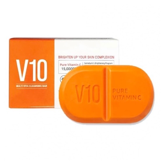 *พร้อมส่ง*Some By Mi V10 Pure Vitamin C Multi Vita Cleansing Bar 106 g. สบู่วิตามินซีบริสุทธิ์ ช่วยทำความสะอาดได้อย่างหมดจด ลดรอยสิว จุดด่างดำ เผยผิวขาวสะอาด ด้วยวิตามินซีเข้มข้นถึง 15,000 ppm