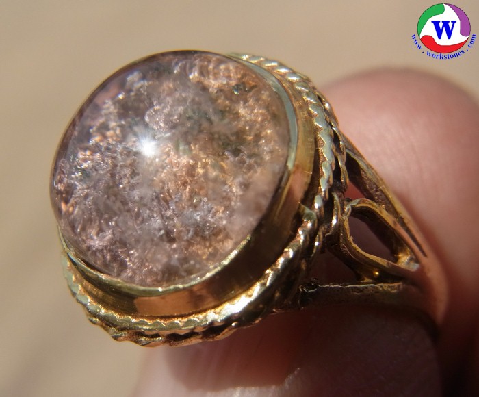 แหวนทองเหลืองหญิง เบอร์ 52 แก้วโป่งข่าม แก้วปวก 4 สี เงินทองนาคดำ