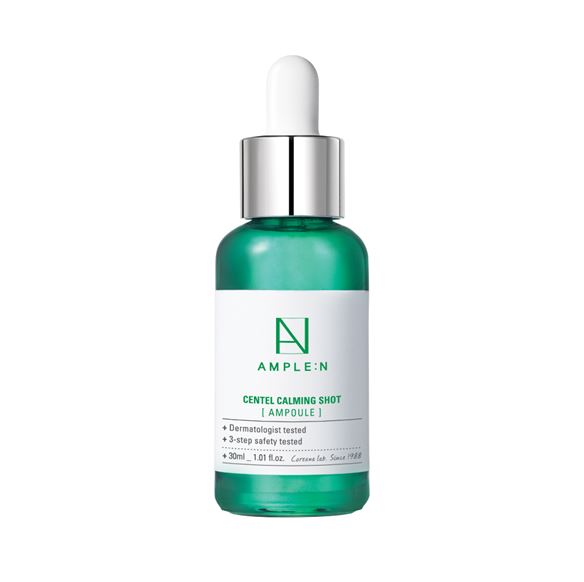 Coreana Ample :N Centel Calming Shot Ampoule 30 ml. เซรั่มบำรุงผิวที่มีสารสกัดจากใบบัวบกช่วยให้รอยแผลเป็นมีขนาดเล็กลงลดอาการอักเสบลดรอยหมองคล้ำรอยด่างดำของผิวพร้อมปรับผิวที่หมองคล้ำให้กระจ่างใส