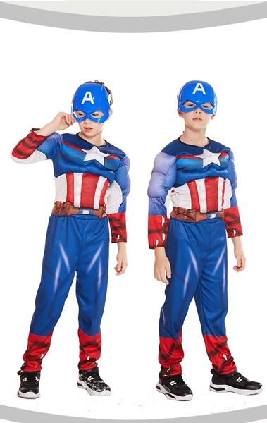 7C72 ชุดเด็ก ชุดกล้าม กัปตันอเมริกา Muscle Captain America Costumes
