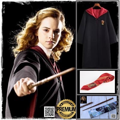 ++พร้อมส่ง++เซ็ทพรีเมียม3ชิ้น ชุดเฮอร์ไมโอนี่บ้านกริฟฟินดอร์ ชุดคลุม+เนคไท+ไม้กายสิทธิ์ ชุดสำหรับผู้ใหญ่หรือเด็กโต