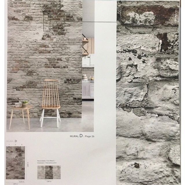 wallอิฐ หินไม้2 ยาว10ม. กว้าง53ซม ม้วน5ตรมed