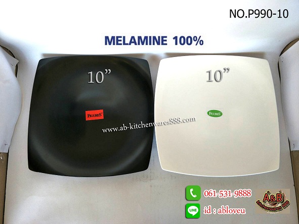(ราคา/โหล)จานเหลี่ยม 10" เมลามีน FG (ขอบแหลม)