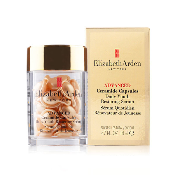 Elizabeth Arden Advanced Ceramide Capsules Daily Youth Restoring Serum 30 แคปซูล แคปซูลเซรั่ม ช่วยลดเลือนริ้วรอย เสริมสร้างคอลลเจนให้ผิวกระชับขึ้น ช่วยให้สีผิวแลดูสม่ำเสมอ กระจ่างใสขึ้น ช่วยให้ผิวแลดูอ่อนเยาว์ขึ้นราว 10 ปี* สัมผัสถึงผิวที่กระชับ