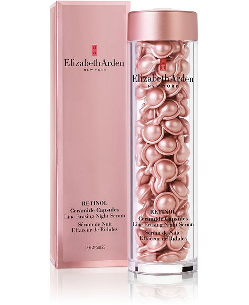 Elizabeth Arden Retinol Ceramide Capsules Line Erasing Night Serum 90 แคปซูล เซรั่มสูตรใหม่ล่าสุดจาก Elizabeth Arden สูตรใหม่นี้ได้เพิ่ม Retinal A เข้ามาถึง 76% นอกจากนี้ ยังมี Ceramide มี Youth Restoring-Peptides และ น้ำมันสกัดจาก อโวคาโด ดอกทา