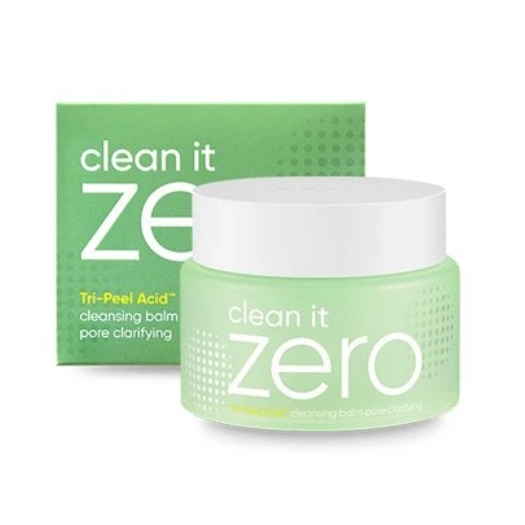 Banila Co Clean It Zero Tri-Peel Acid Cleansing Balm Pore Clarifying 100 ml. สีเขียว เหมาะสำหรับผิวมันผลัดเซลล์ผิวให้กระจ่างใส พร้อมควบคุมความมันคลีนซิ่งเนื้อบาล์มเข้มข้น สามารถล้างเครื่องสำอางค์ออกได้อย่างสะอาดหมดจดในขั้นตอนเดียว ไม่ต้องล้างน