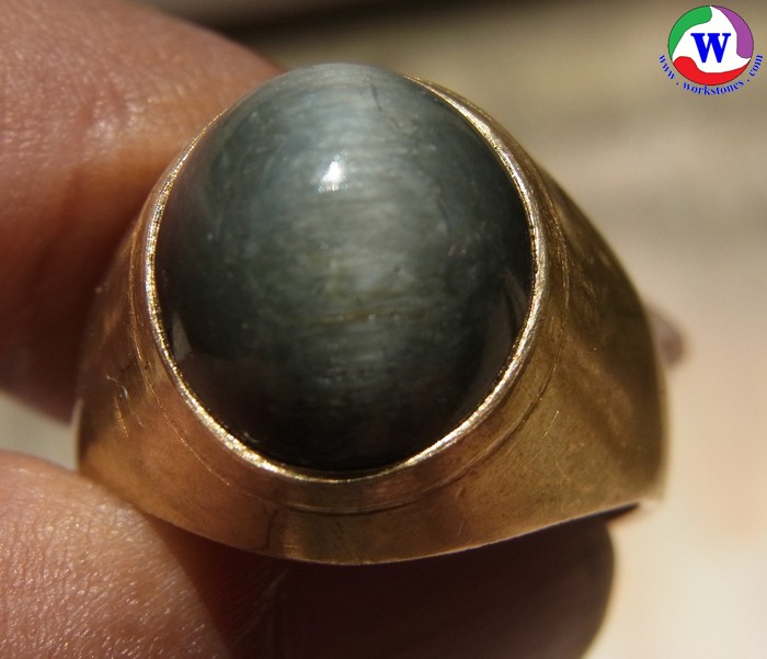 แหวนยูโร 5.80 กรัม เบอร์ 60 แก้วโป่งข่ามนำโชค ชนิดแก้วแรสีดำเข้ม จากเมืองเถิน ลำปาง