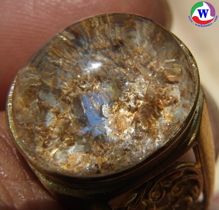 แหวนทองเหลืองชาย 8.81 กรัม เบอร์ 64 แก้วโป่งข่ามนำโชค ชนิดแก้วปวกสุวรรณสาม ทองนาคเงิน+กาบใสวาวรุ้งรูปดอกไม้กลางวงสวยมาก