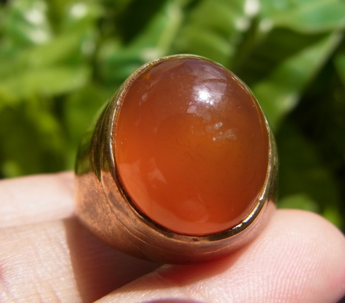 แหวนแก้ววิทรูย์สุริยะประภาสีส้ม เบอร์ 62  ตัวเรือนยูโร(ทองเหลืองผสมทองคำแท้)