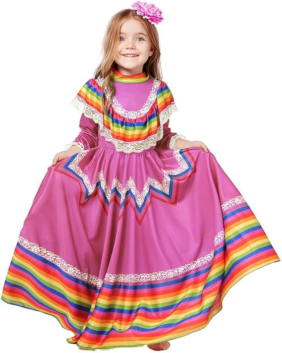 7C89 ชุดเด็ก ชุดเม็กซิโก ชุดประจำชาติเม็กซิโก ชุดเต้นรำ ชุดลาติน Children Latin Mexico Dancer Costume