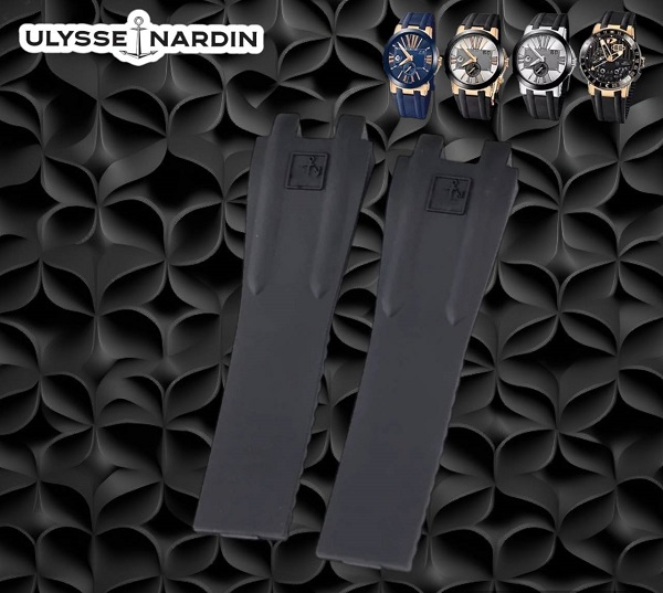 สายนาฬิกา แบบสายยางซิลิโคน สีดำ (เฉพาะสาย) สำหรับ Ulysse Nardin