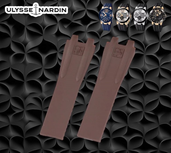 สายนาฬิกา แบบสายยางซิลิโคน สีน้ำตาล(เฉพาะสาย)สำหรับ Ulysse Nardin