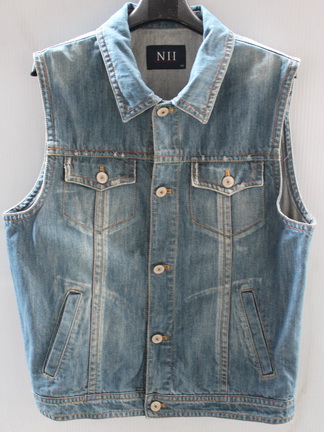 NII เสื้อผ้าผู้ชาย ยีนส์ เสื้อกั๊กยีนส์ ฟอกลุ่ย รอบอก 42