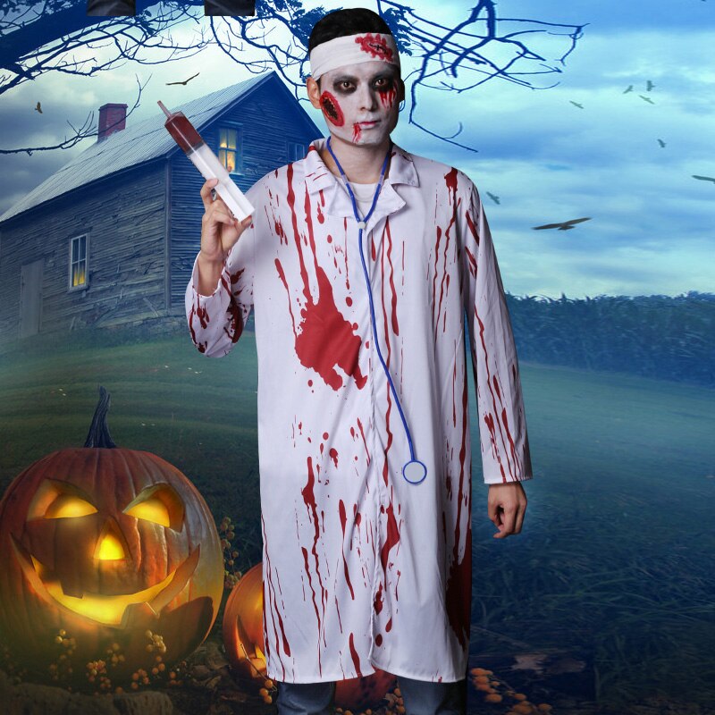 ++พร้อมส่ง++เสื้อกาวน์หมอฮาโลวีน หมอสยอง ชุดหมอซอมบี้ หมอฮัลโลวีน