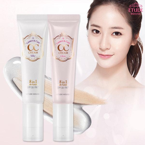 Etude House Correct & Care CC Cream 8 in 1 Multi-Function SPF30 PA++ 35 g. ซีซีครีมเอนกประสงค์ 8-in-1 ทั้งให้ความชุ่มชื้น ปกปิดรูขุมขนและจุดด่างดำบนใบหน้า ช่วยปกป้องผิวจากการมลภาวะภายนอก พร้อมช่วยบำรุงผิวหน้า ให้ผิวเรียบเนียน