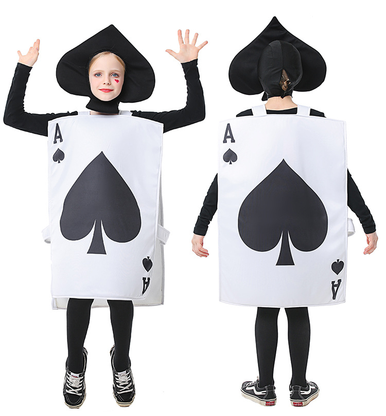 7C132.1 (ไม่มีชุดสีดำด้านใน) ชุดเด็ก ชุดทหารไพ่ ชุดไพ่ ชุดไพ่โพดำ Children Spades Poker soldier Card Costumes