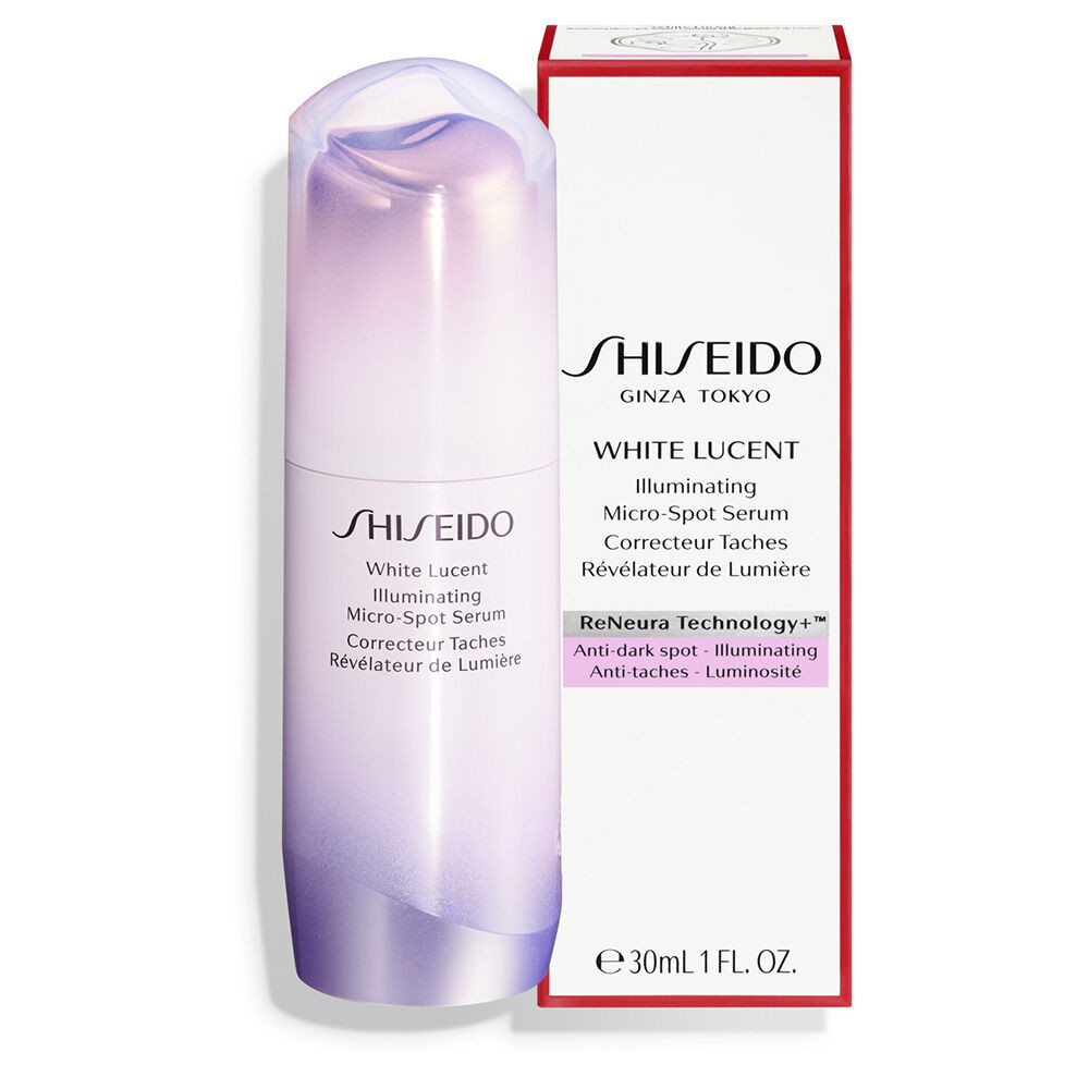 Shiseido White Lucent Illuminating Micro-Spot Serum 30 ml. เซรั่มไวท์เทนนิ่ง สูตรใหม่แลดูผิวกระจ่างใสขึ้น1.5 เท่า ช่วยชะลอริ้วรอย ลดเลือนจุดด่างดำลดความหมองคล้ำ ฟื้นฟูให้ผิวกระจ่างใส เรียบเนียนเปล่งปลั่งให้ความชุ่มชื้นตลอด 24 ชั่วโมง