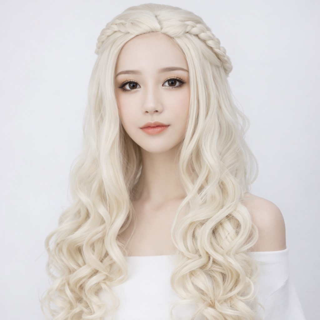  วิกเจ้าหญิง วิกราชินี วิกผมราชินีขาวผู้เลอโฉม วิกเจ้าหญิง สี White Cream