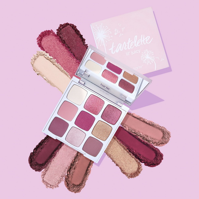 Tarte Tartelette liljuicy Amazonian Clay Eyeshadow Palette Limited-Edition (แยกขายจากเซ็ท3ชิ้นไม่มีกล่อง) พาเลตอายแชโดว์ สีโทนโรแมนติกนุ่มนวลอบอุ่นหวานละมุน มีทั้งเนื้อแมตต์และชิมเมอร์ละเอียดยิบพิกเมนต์แน่นมีทั้งหมด9เฉดสีพร้อมเสริมความสวยให้เปลือกตาโดดเด่