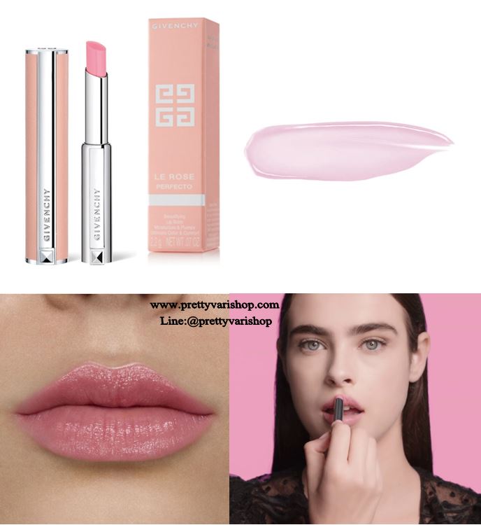 Givenchy Le Rose Perfecto Lip Balm สี 01 Perfect Pink 2.2 g. ลิปบาล์มสไตล์กูตูร์ แบบ 3-in-1 บำรุงล้ำลึก เพื่อริมฝีปากที่ดูอวบอิ่มและดูเป็นธรรมชาติ สีลิปเป็นธรรมชาติให้สัมผัสโกลว์ ให้สีชมพูที่เปลี่ยนระดับความเข้มไปตามค่า pH ของผิว ใช้ง่าย เนื้อสัมผัสครีม ซ