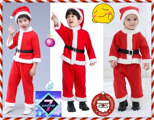 7C168 ชุดเด็ก ชุดซานตาครอส ชุดซานต้า ชุดคริสต์มาส ครบเซ็ต Santa Santa claus Christmas Costumes