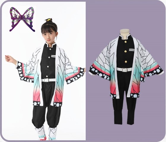 7C181 ชุดเด็ก โคโจ ชิโนบุ ดาบพิฆาตอสูร Cloak Kocho Shinobu Kimetsu no Yaiba or Demon Slayer