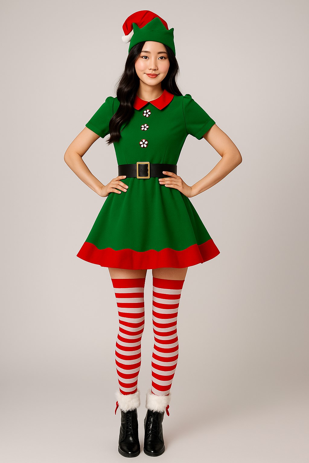 ++พร้อมส่ง++ชุดซานต้าแซนตี้สีเขียว ชุดเอลฟ์ ELFผู้หญิง ชุดซานตาคลอส ชุดเอลฟ์ ชุดคริสต์มาส เอลฟ์ christmas