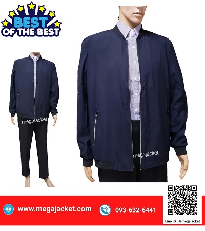 Jacket ผ้าไมโคร แจ็คเก็ตเบสบอล สีกรมเข้ม  093-632-6441