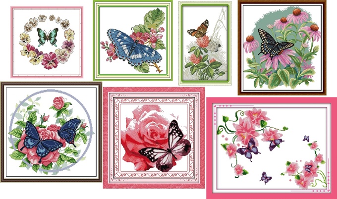 Butterflies and flower (ไม่พิมพ์/พิมพ์ลาย)