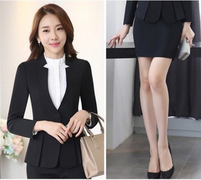 pre-order***ชุดทำงาน ชุดพนักงานบริษัท ชุดยูนิฟอร์ม (เสื้อ+กระโปรง) สีตามภาพ ไซร์ S M L XL 2XL 3XL 4XL ,