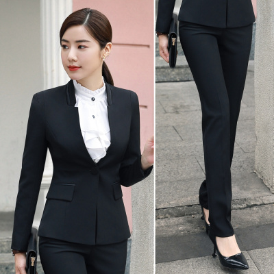 pre-order ** ชุดทำงาน ชุดพนักงานบริษัท ชุดยูนิฟอร์ม (เสื้อสูท+กางเกง) สีตามภาพ ไซร์ S M L XL 2XL 3XL 4XL   