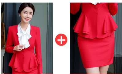 pre-order***ชุดทำงาน ชุดพนักงานบริษัท ชุดยูนิฟอร์ม (เสื้อ+กระโปรง) สีตามภาพ ไซร์ S M L XL 2XL 3XL 4XL ,