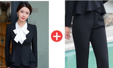 pre-order ** ชุดทำงาน ชุดพนักงานบริษัท ชุดยูนิฟอร์ม (เสื้อสูท+กางเกง) สีตามภาพ ไซร์ S M L XL 2XL 3XL 4XL   