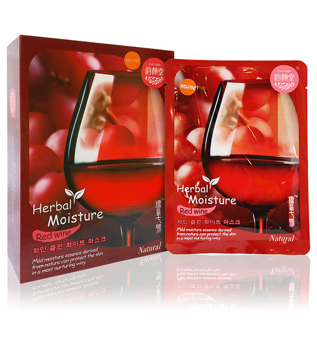 EAST-SKIN Herbal Moisture Red Wine Mask มาส์กไวน์แดง  (10 แผ่น)