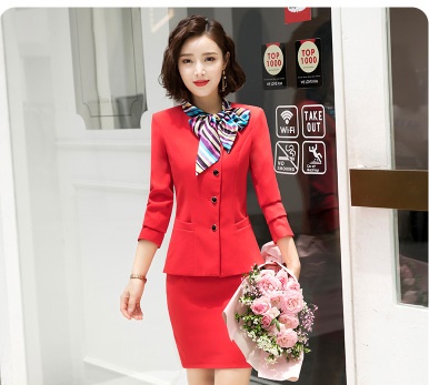 pre-order***ชุดทำงาน ชุดพนักงานบริษัท ชุดยูนิฟอร์ม (เสื้อ+กระโปรง) สีตามภาพ ไซร์ S M L XL 2XL 3XL 4XL ,