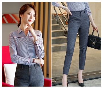 pre-order ** ชุดทำงาน ชุดพนักงานบริษัท ชุดยูนิฟอร์ม (เสื้อเชิ้ต+กางกาง) สีตามภาพ ไซร์ S M L XL 2XL 3XL 4XL