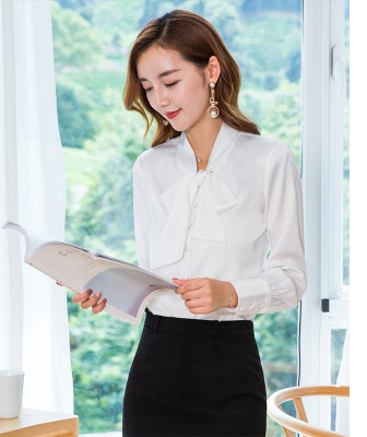 pre-order ** ชุดทำงาน ชุดพนักงานบริษัท ชุดยูนิฟอร์ม (เสื้อเชิ้ต+กระโปรง) สีตามภาพ ไซร์ S M L XL 2XL 3XL 4XL