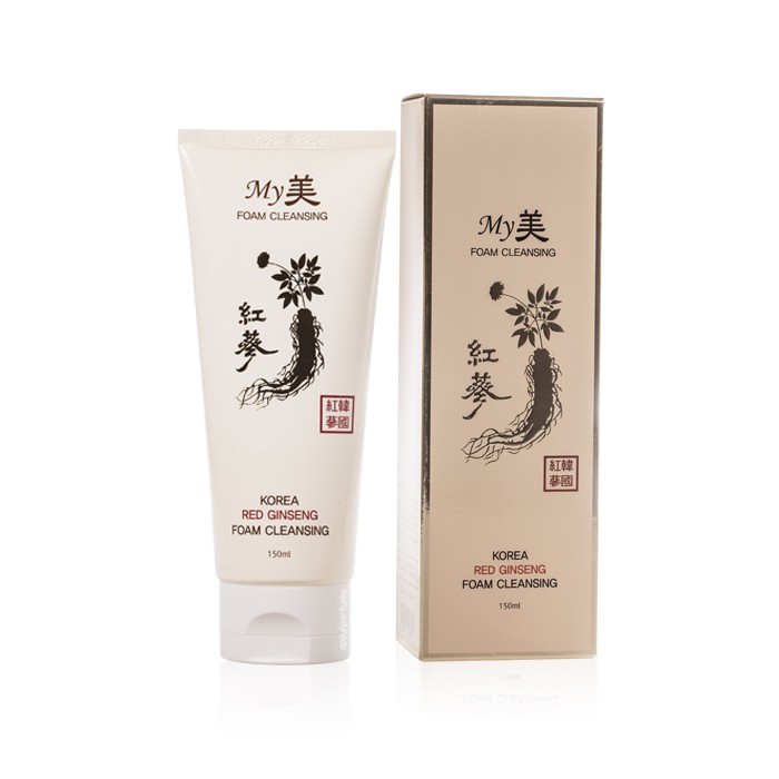 My Korea Red Ginseng Foam Cleansing 150 ml. โฟมล้างหน้าสกัดจากโสมเกาหลีแท้ มอบกลิ่นโสมหอมสดชื่น เนื้อครีมโฟมละเอียดแตกตัวเป็นฟองนุ่ม ล้างออกง่าย ด้วยสารสกัดจากสมุนไพรธรรมชาติไม่ทิ้งสารตกค้างบนผิว ทำความสะอาดสิ่งสกปรกบนผิวหน้าได้อย่างล้ำลึก ช่วยรักษาสมดุลพ