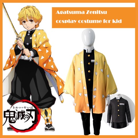 7C151 ชุดเด็ก อากัตสึมะ เซนอิทสึ ดาบพิฆาตอสูร Agatsuma Zenitsu Kimetsu no Yaiba or Demon Slayer