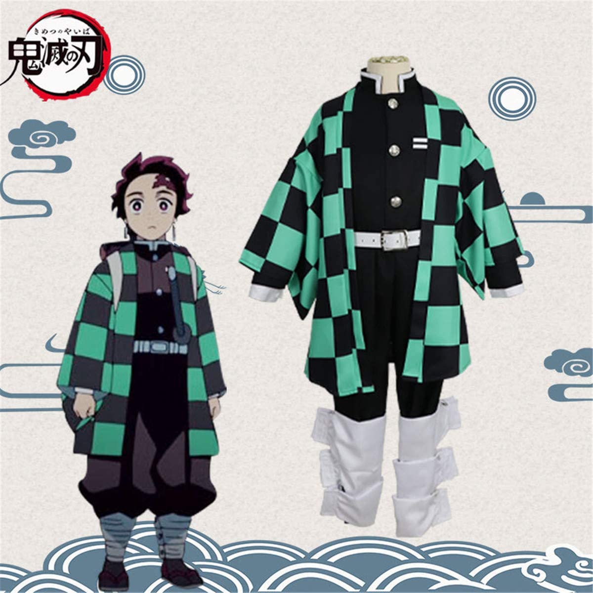 7C149 ชุดเด็ก คามาโดะ ทันจิโร่ ดาบพิฆาตอสูร Kamado Tanjiro Kimetsu no Yaiba or Demon Slayer