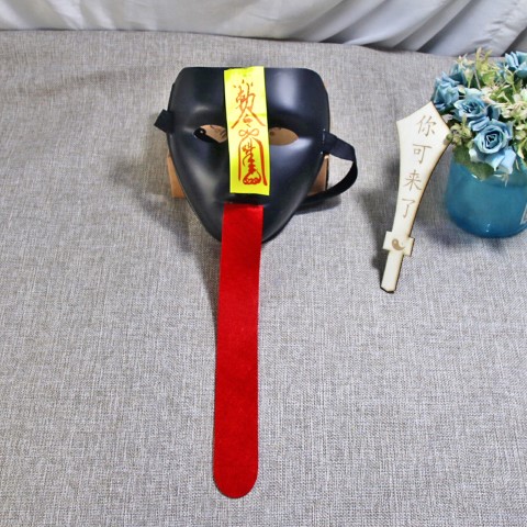 ++พร้อมส่ง++หน้ากากผีลิ้นยาวหน้ากากสีดำ หน้ากากครึ่งหน้า