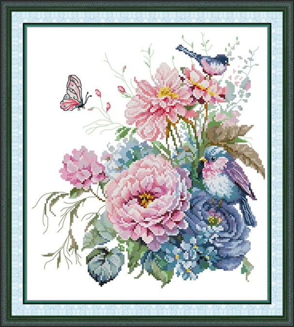 Flower and birds (ไม่พิมพ์/พิมพ์ลาย)